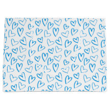 Blue Heart Pattern Large Gift Bag