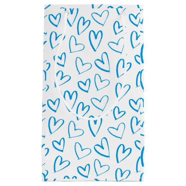Blue Heart Pattern Small Gift Bag (Front)