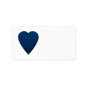 Blue Heart. Patterned Heart Design. Label