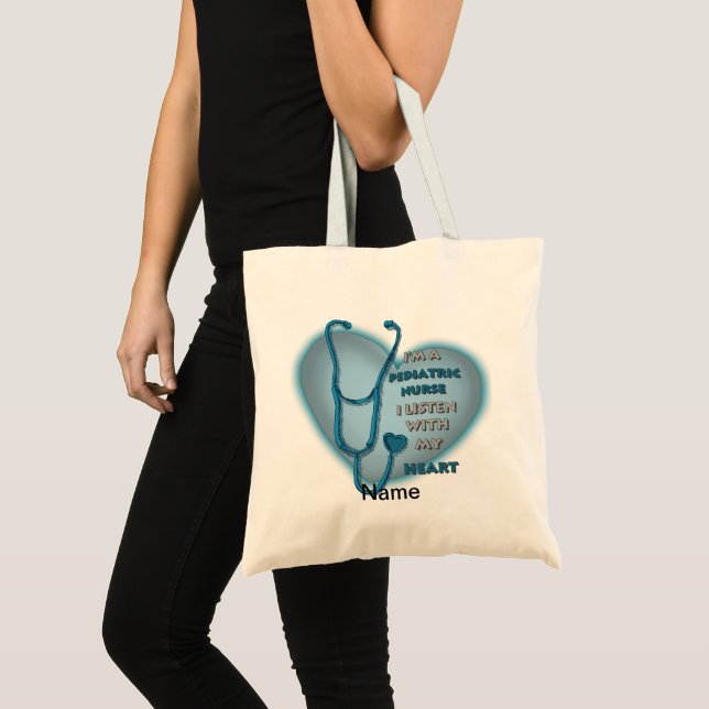 Blue Heart Pediatric Nurse Tote Bag (Front (Product))