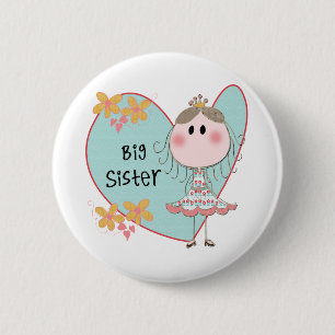 Blue Heart Princess Big Sister 2 Inch Round Button