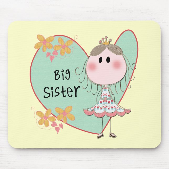 Blue Heart Princess Big Sister Mouse Pad (Front)