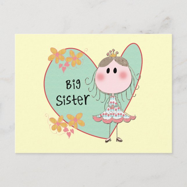 Blue Heart Princess Big Sister Postcard (Front)