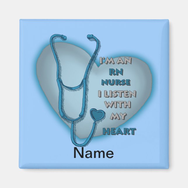 Blue Heart RN Registered Nurse Magnet (Front)