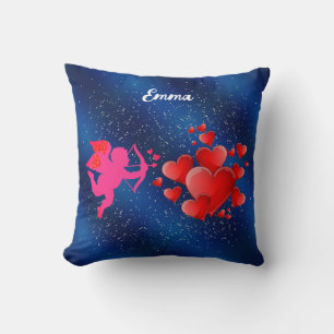 Blue heart  romantic wallpaper throw pillow