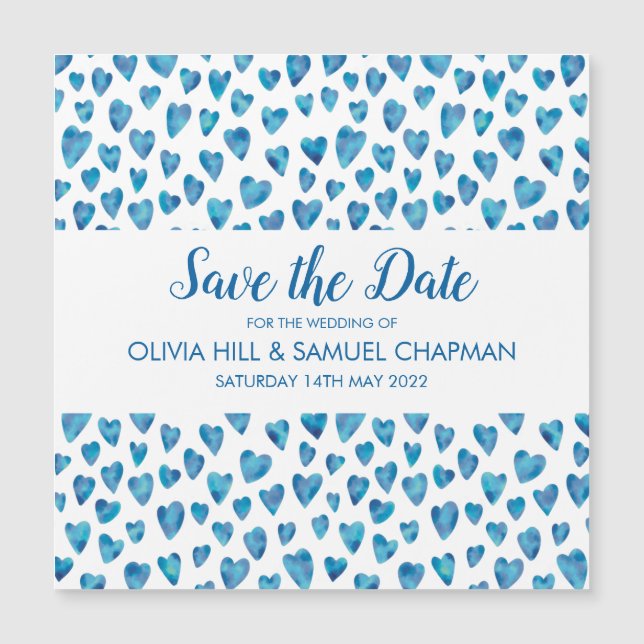 Blue Heart Save the Date Magnet (Front)