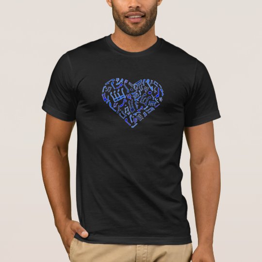 Blue Heart Shaped Music Notes T-shirt