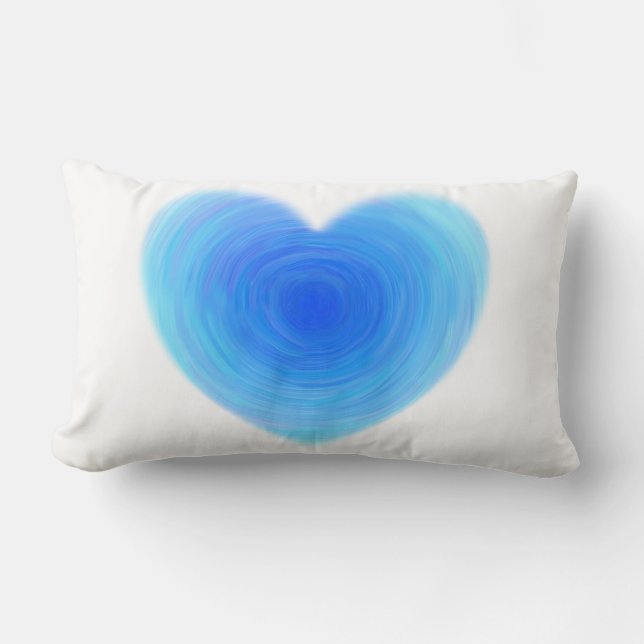 Blue Heart Simple Modern Girls Room Decor Elegant Lumbar Pillow (Front)