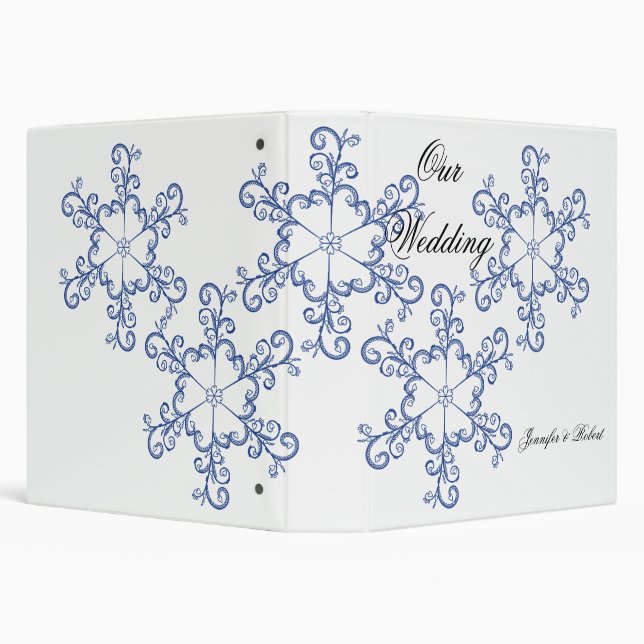 Blue Heart Snowflake Wedding Album Binder (Background)
