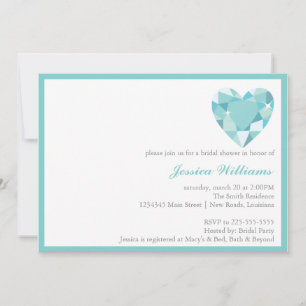 Blue Heart Stone Bridal Shower Invitation