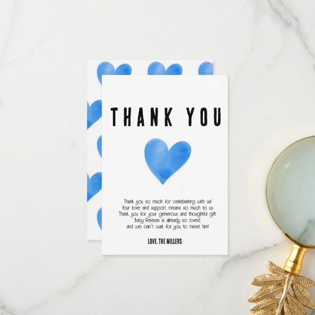 Blue Heart  Thank You Card (Front/Back In Situ)