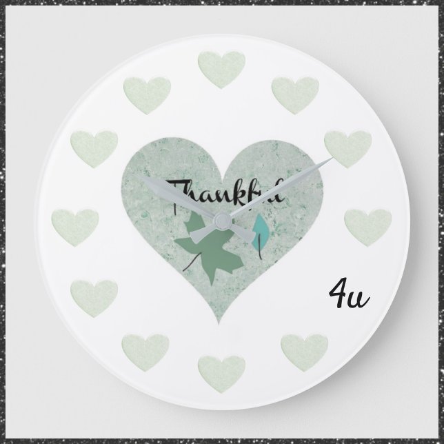 Blue Heart Thankful 4u Large Clock (Creator Uploaded)