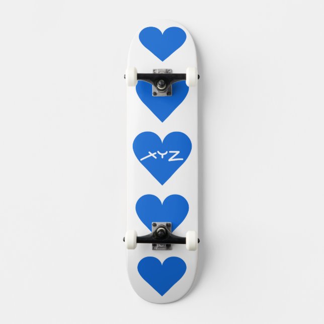 Blue Heart Valentine custom skateboards (Front)