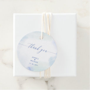 Blue Heart & Watercolor Wedding Thank you Photo Favour Tags