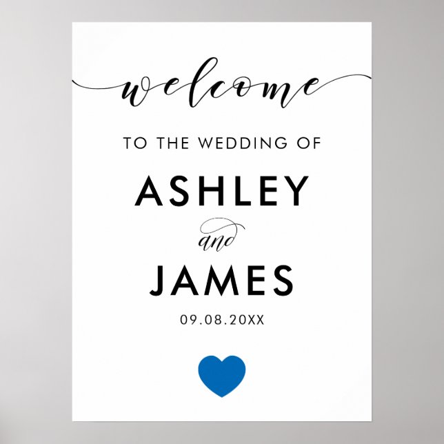 Blue Heart Wedding Welcome Sign (Front)