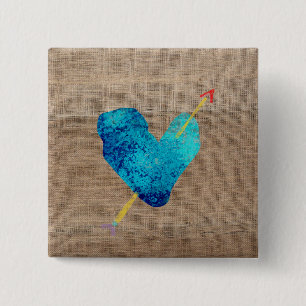 Blue heart with arrow art 2020 2 inch square button