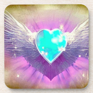 Blue Heart with Wings Coaster