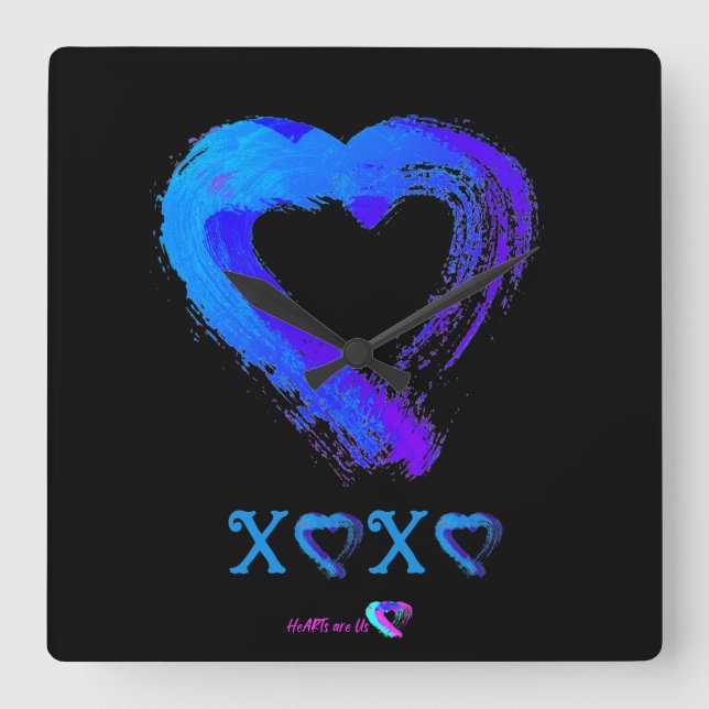  Blue Heart XOXO Wall Clock (Front)