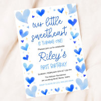 Blue Hearts 1st Birthday Our Little Sweetheart