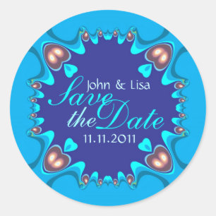 Blue Hearts Alternative Save the Date Stickers