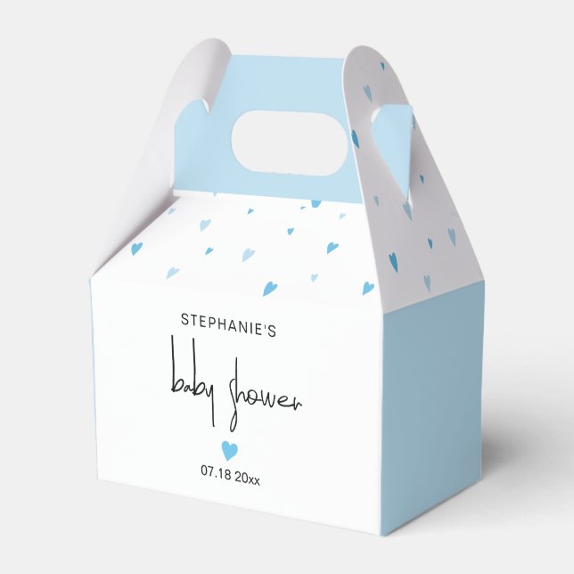 Blue Hearts Baby Boy Shower Pretty Favour Box (Front Side)