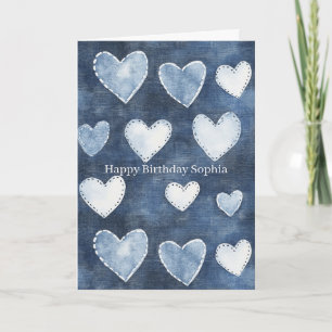 Blue Hearts Birthday Card