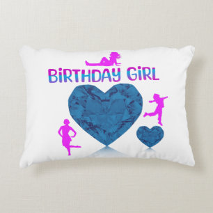  Blue hearts birthday girl  Accent Pillow