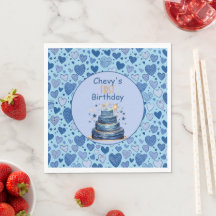 Blue Hearts Blue Birthday Cake First Birthday  