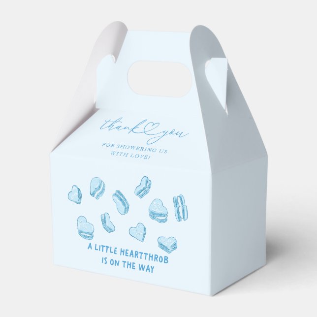 Blue Hearts Boys Valentine Baby Shower Favor Box (Front Side)
