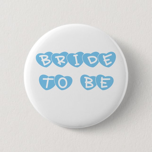 Blue Hearts Bride to Be 2 Inch Round Button (Front)