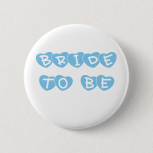 Blue Hearts Bride to Be 2 Inch Round Button