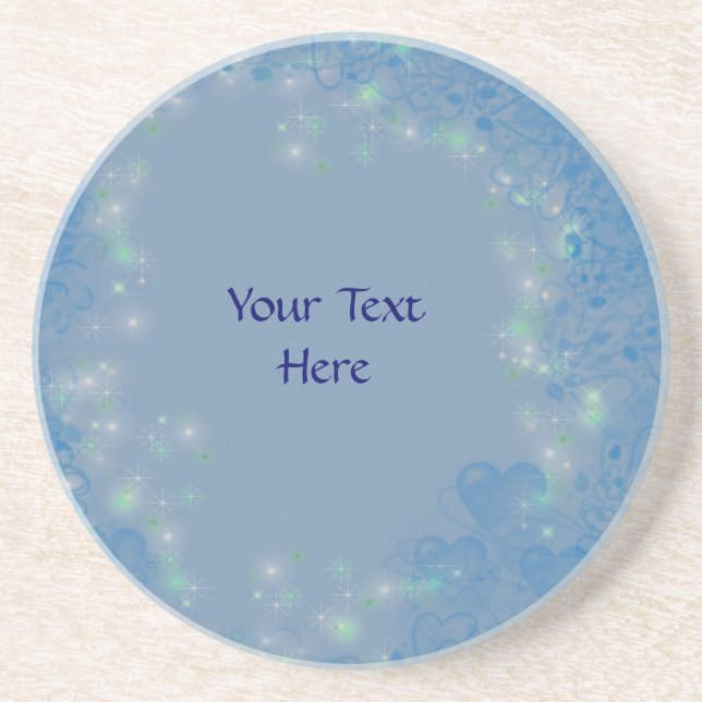 Blue Hearts Design Customizable Coaster (Front)