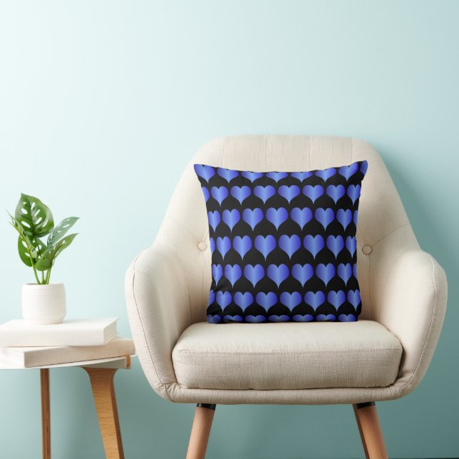 Blue Hearts Design Throw Pillow (Chair)