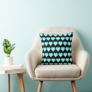 Blue Hearts Design Throw Pillow