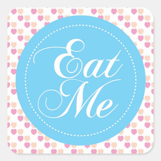 Blue Hearts 'Eat Me' Candy Buffet Sticker (Front)