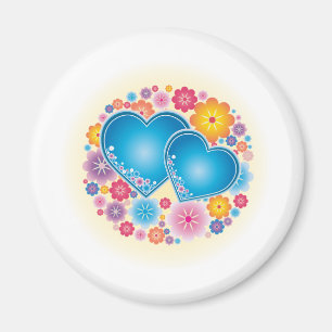 Blue Hearts Floral Magnet