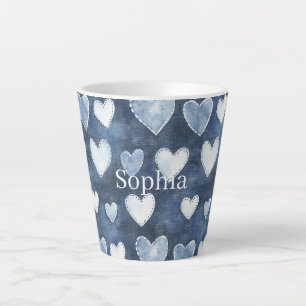 Blue Hearts Latte Mug