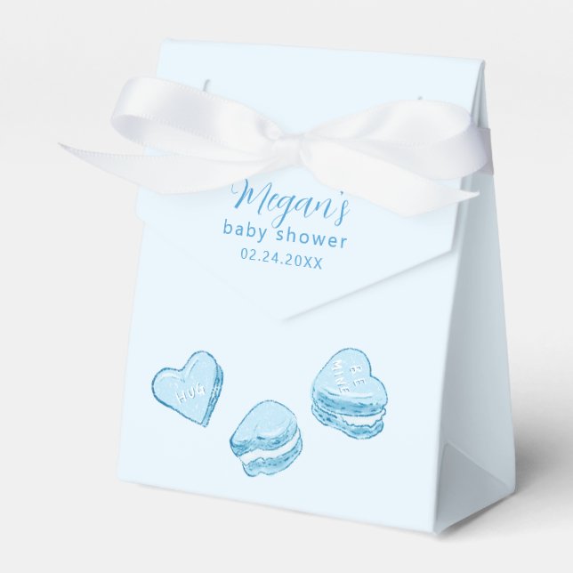 Blue Hearts Little Sweetheart Baby Shower Favor Box (Front Side)