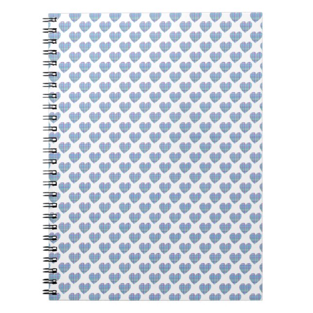 Blue hearts on white notebook (Front)