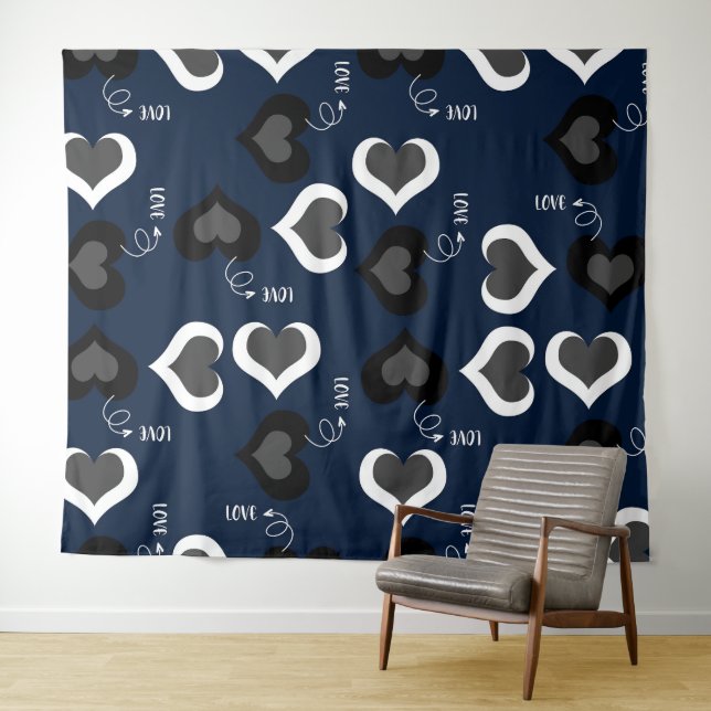 Blue hearts pattern Design  Tapestry (In Situ (Horizontal))