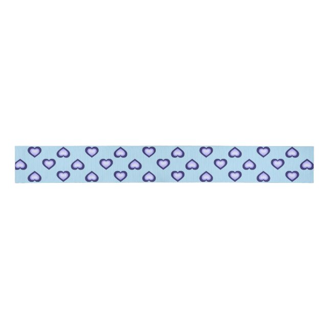 Blue Hearts Pattern Grosgrain Ribbon (Front)