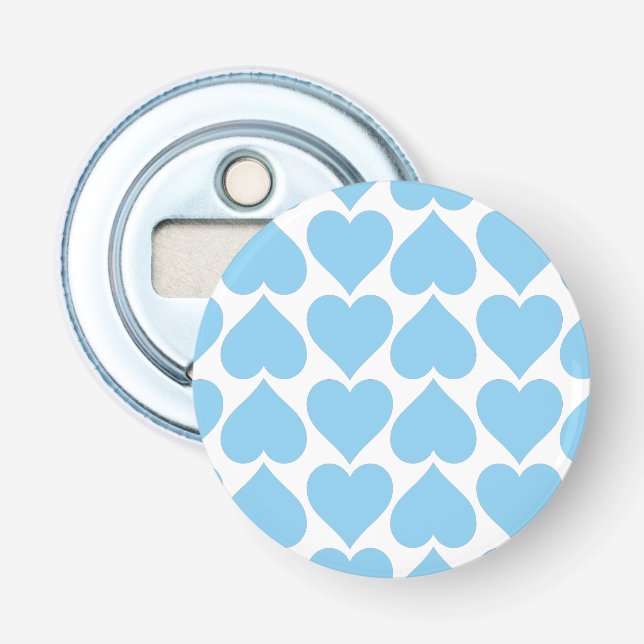 Blue Hearts Pattern, Romantic, Love Bottle Opener (Front)