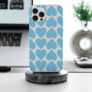 Blue Hearts Pattern, Romantic, Love iPhone 15 Pro Max Case