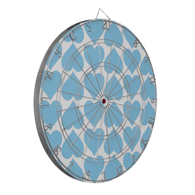 Blue Hearts Pattern, Romantic, Love Dartboard (Front Left)