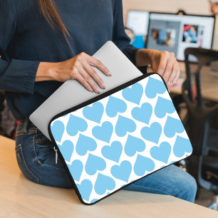 Blue Hearts Pattern, Romantic, Love Laptop Sleeve