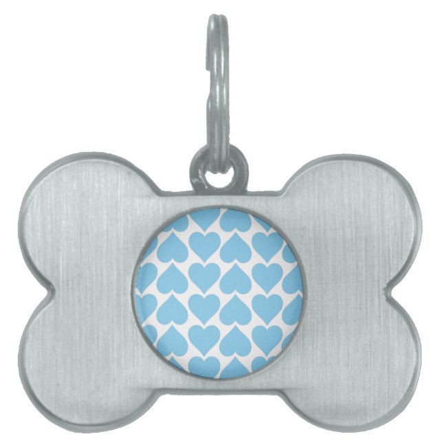Blue Hearts Pattern, Romantic, Love Pet ID Tag (Front)