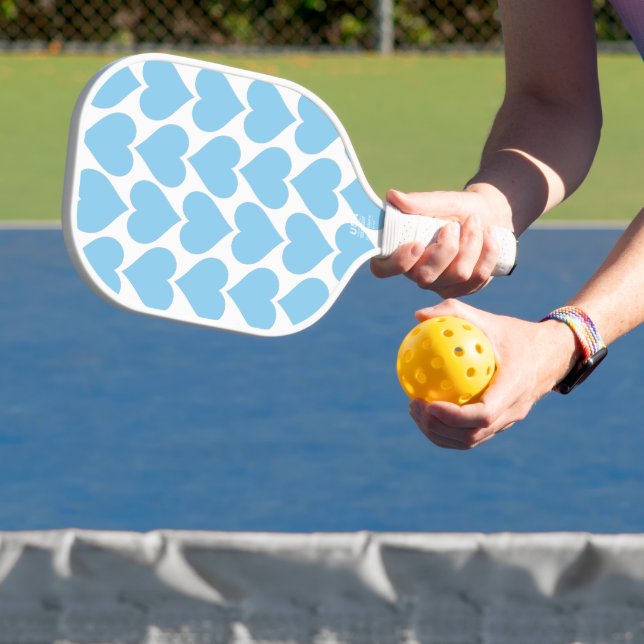 Blue Hearts Pattern, Romantic, Love Pickleball Paddle (Insitu)