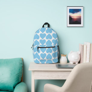 Blue Hearts Pattern, Romantic, Love Printed Backpack