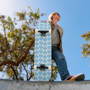 Blue Hearts Pattern, Romantic, Love Skateboard
