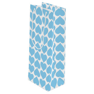 Blue Hearts Pattern, Romantic, Love Wine Gift Bag